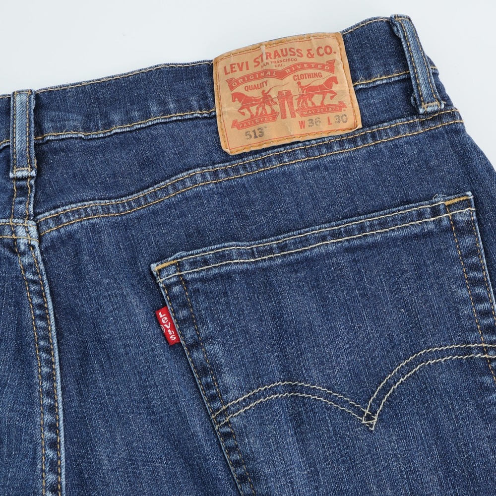 Levi Strauss 513 Slim Fit Jeans Mens W36 L30 Dark‎ Wash Denim Pants
